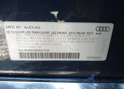 2014 Audi A8 L 3.0 Tdi из США, поврежденный, VIN WAURMAFD4EN001039